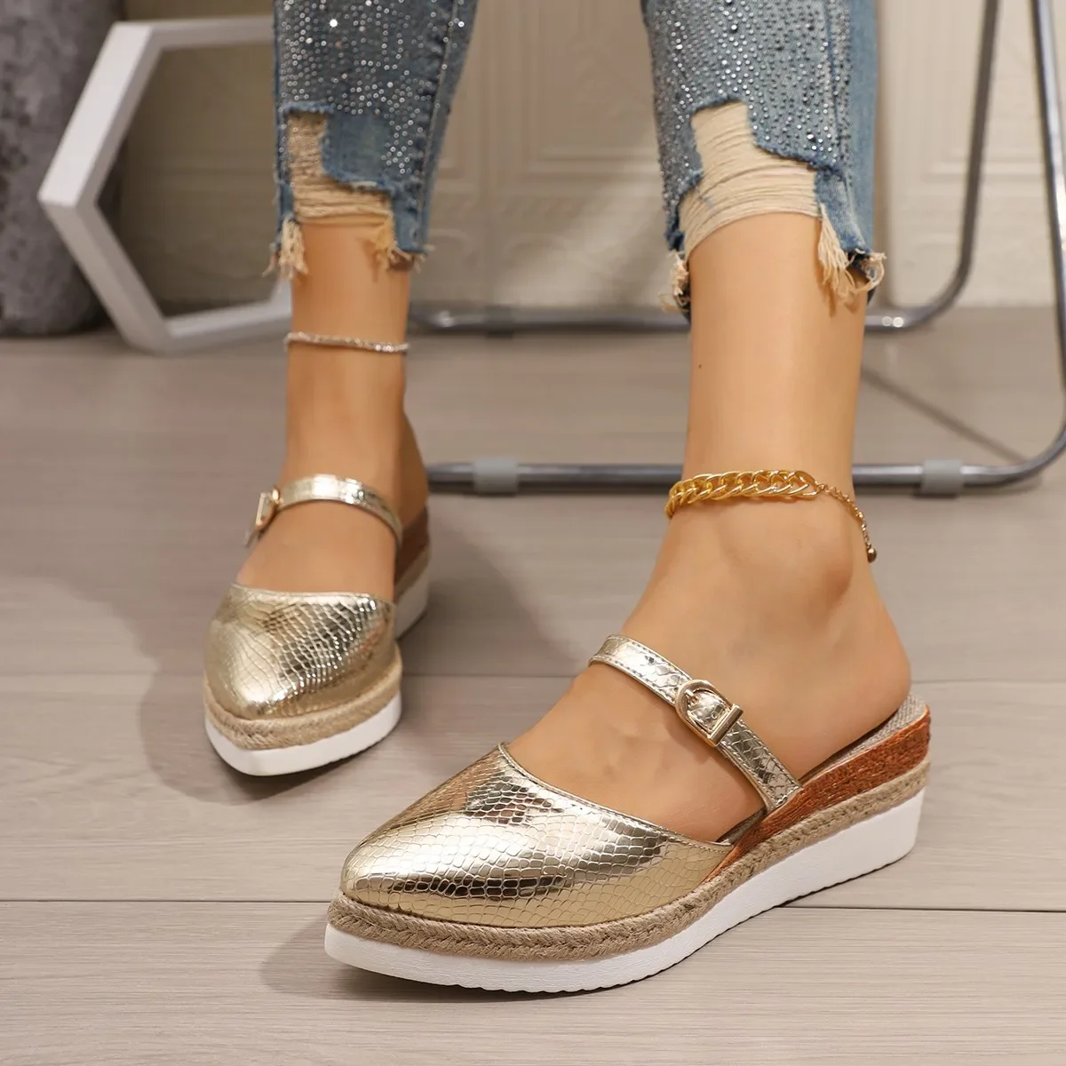 Women Closed Toe Wedge Sandals Summer New Gladiator Fashion Shoes Woman Espadrilles Platform Sandals Women Sandalias De Mujer