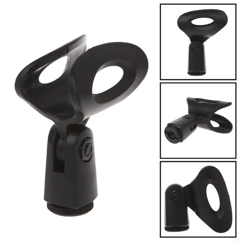 A9BD Flexible Microphone Mic Stand Accessory Plastic Clamp Clip Holder Mount Black