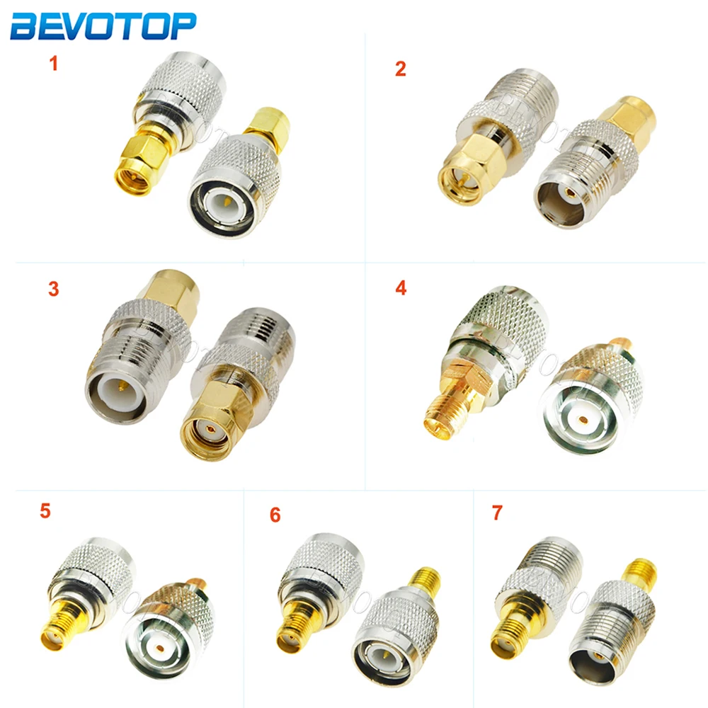 

10Pcs/Lot TNC to SMA Male Female Adapter TNC Male Female to SMA RF Coaxial Connector Test Converter Brass Nickel Plated Copper