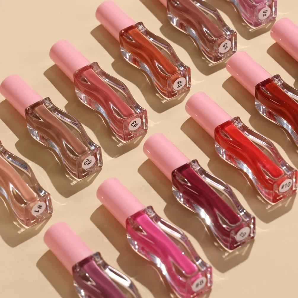 Private Label Wave Tube Lipgloss Custom Logo Matte Moisturizing Waterproof Non Stick Liquid Lipstick Pink Lid Makeup Wholesale