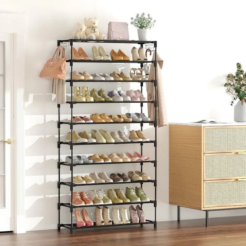 10 Tiers Shoe Rack 50 Pairs Large Capacity Tall Shoe Organizer Sturdy Shoe Storage