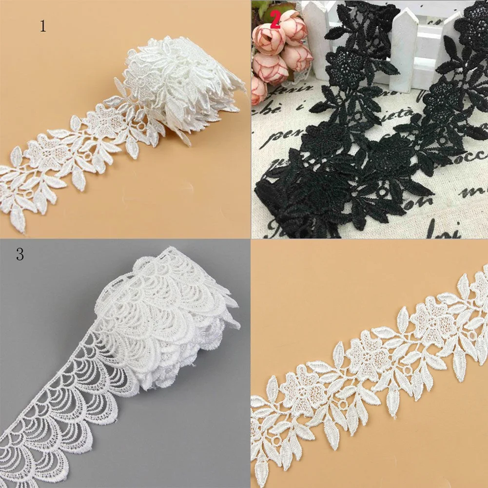 1 Yard 90cm Craft DIY Embroidered Bridal Dress Lace Trim Ribbon Wedding Decor