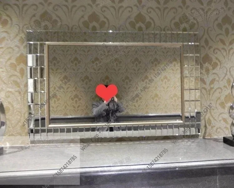 Plain Modern Decorative Mirror Hallway Mirror European Home Wall Decoration Background Wall Makeup Bathroom Mirror X