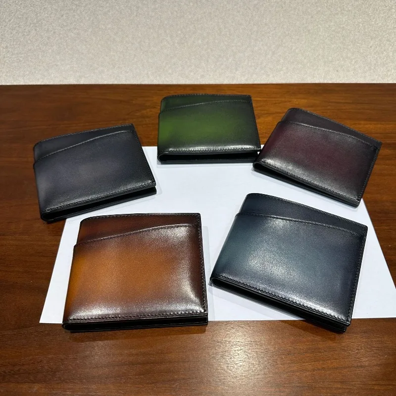 New men's short wallet, retro polished wallet, business multi-card space, card bag wallet, men's