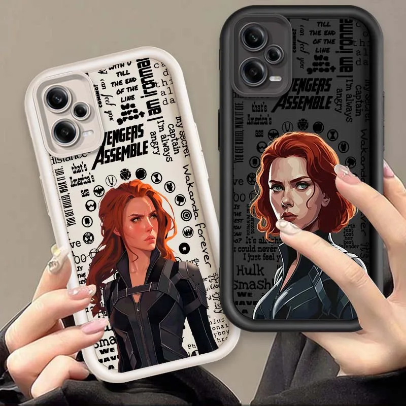 

Marvel Black Widow Anime For Xiaomi Redmi Note 14 13 13R 12 12R 11 11E 11T 11S Pro Plus 5G Eye Ladder Cover