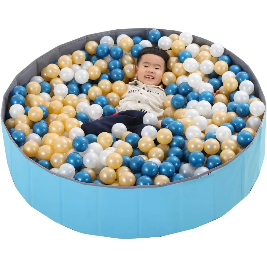 Piscina de pelotas plegable de doble capa de tela de buey con bolsa de almacenamiento, parque infantil no incluido para bebés pequeños (48 pulgadas de largo