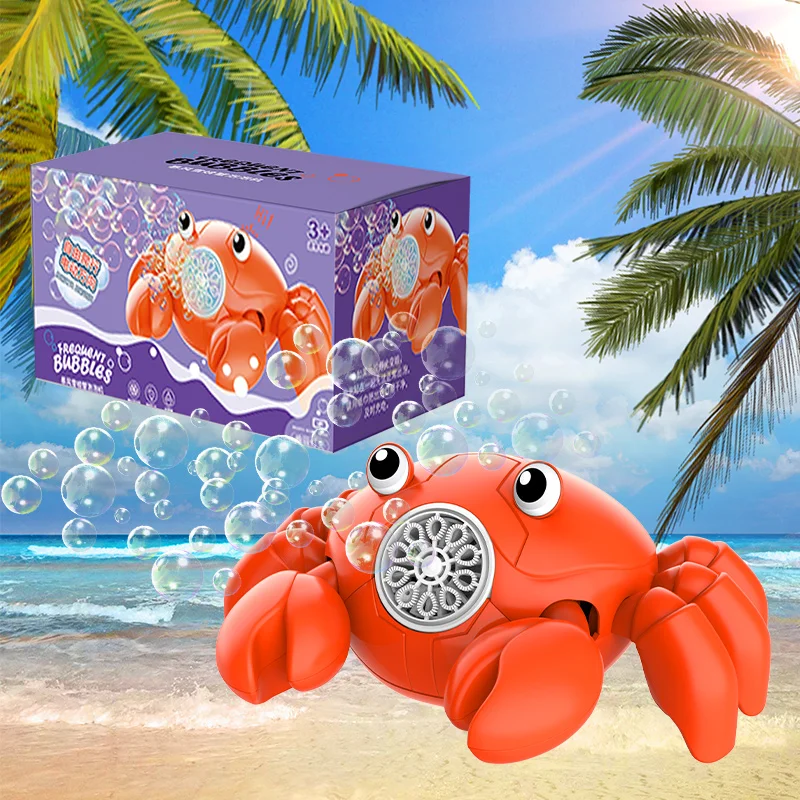 子供用屋外おもちゃ 漫画カニ型シャボン玉マシン 電動おもちゃ 光と音楽付き シャボン玉を吹く パーティー 屋外ゲーム 子供用ギフト ﻿