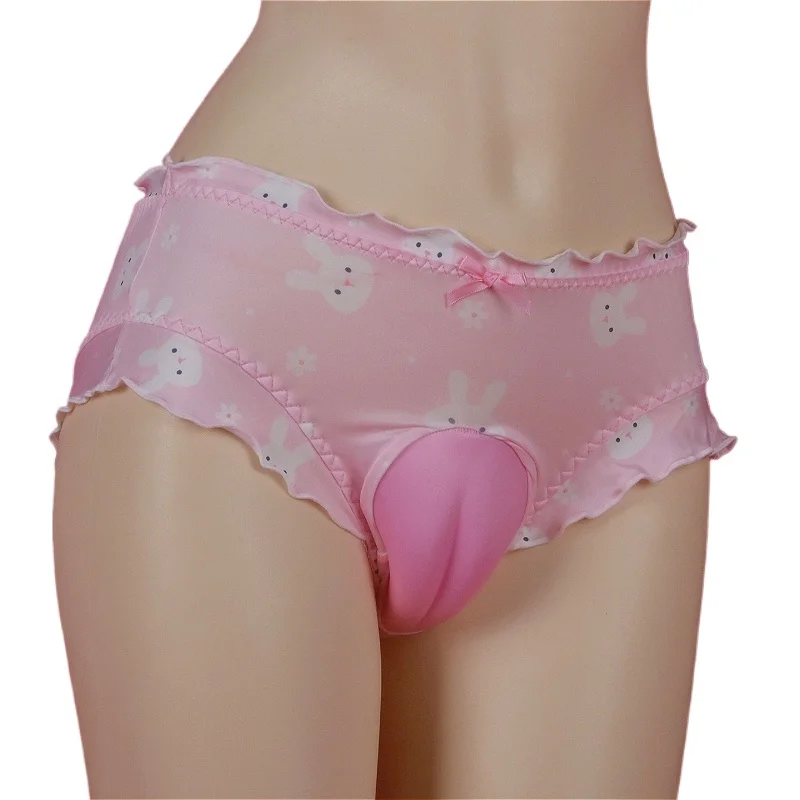 Sweet Sissy Panties Mens Gay Underwear Fake Vagina Cute Sexy Lingerie Cross-Dress Hiding Gaff Man Briefs Ropa Interior Hombre