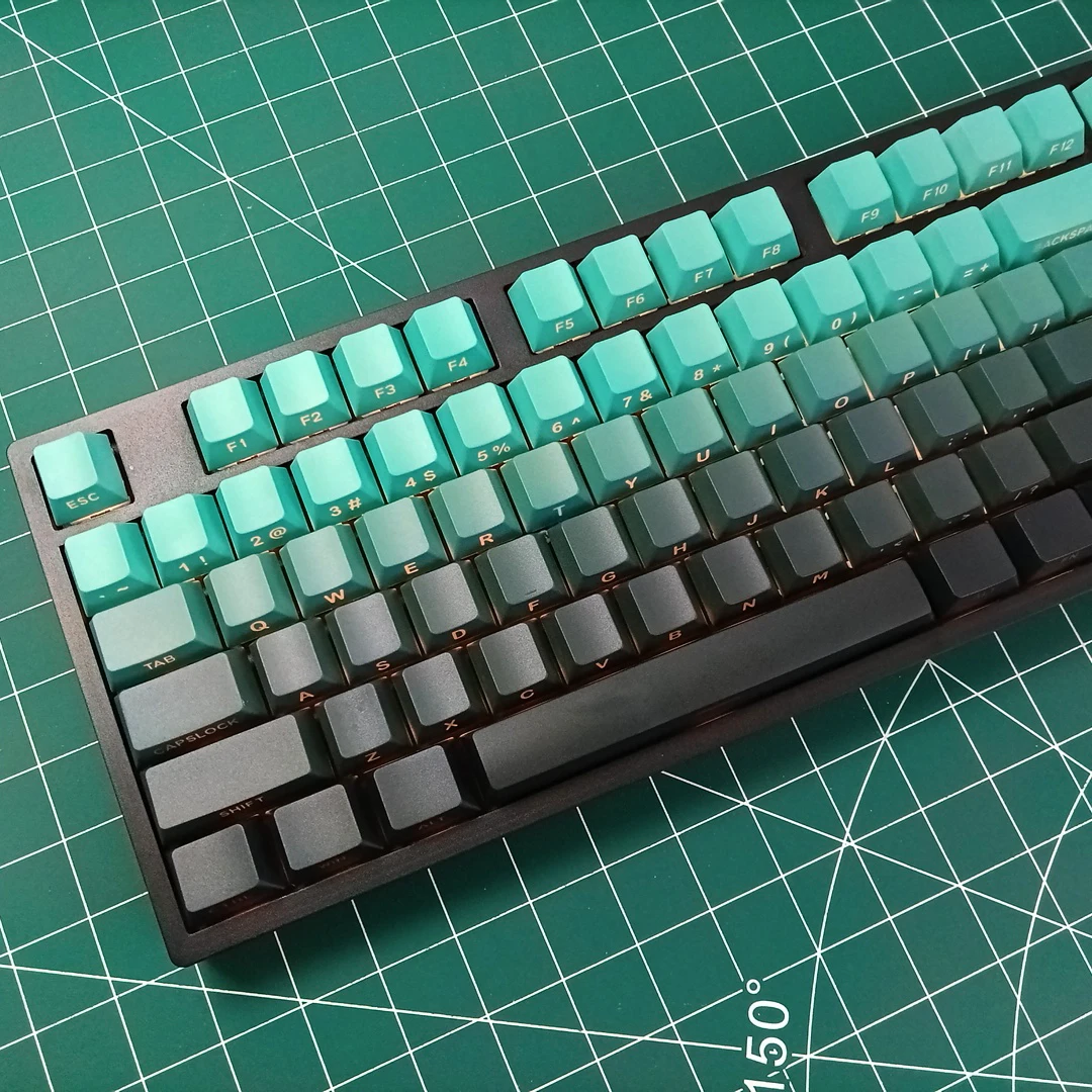 135 Key Gradient Cyan Double Shot PBT Keycap Cherry Profile Side Print RGB Backlit Keycap for Cherry MX Switches Gaming Keyboard