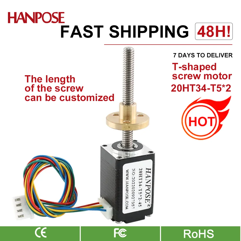 

1PCS 0.8A 0.021N.m 20HT34-T5*2 Trapezoidal Screw Stepper Motor Length L50mm 100mm 150mm CNC 3D Printer Parts Nema8 Screw Motor