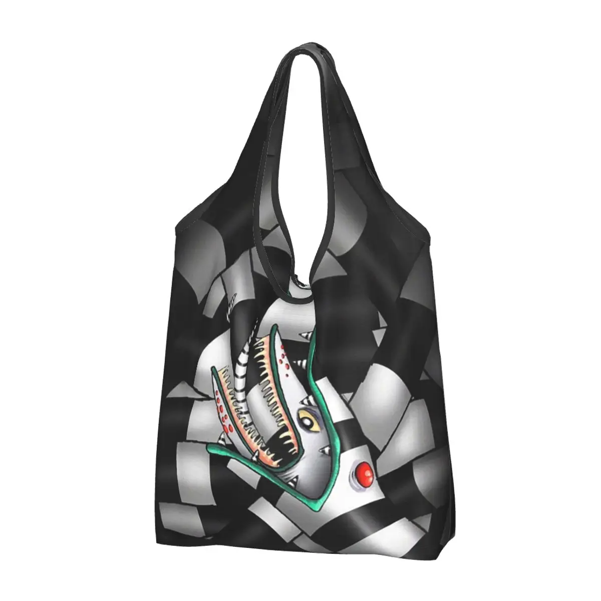 Self-Consuming Sandworm Portable Tote Shopping Bags Foldable Shopper Bag Groceries Handbag Shoulder Bag