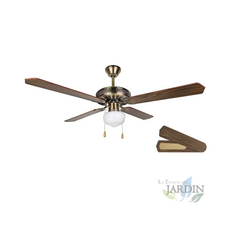 Orbegozo ceiling fan with light, 4 blades reversible, 60 W, old gold.