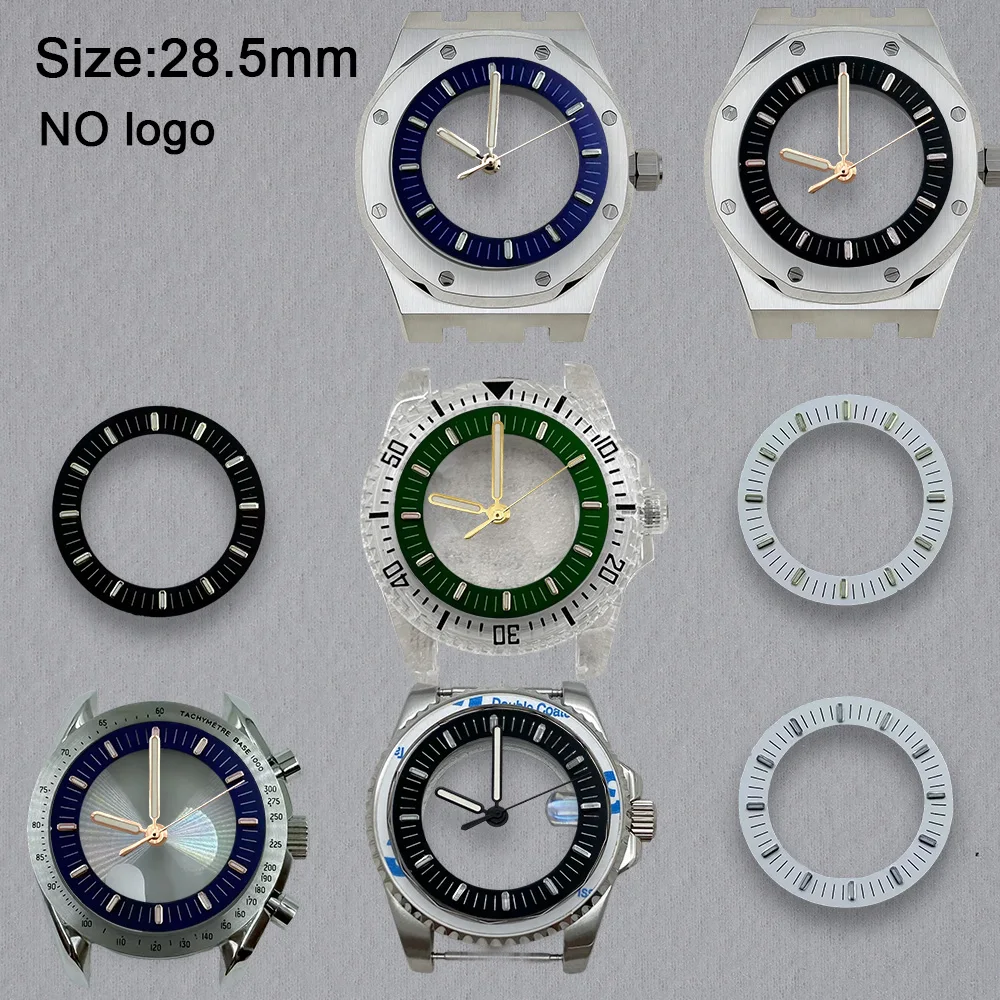NH38 Dial No Logo Blank Hollow Out Dial 28.5mm Dial For NH38 Movement Green Luminous Watch Dials Hands Accessories Repair Tools