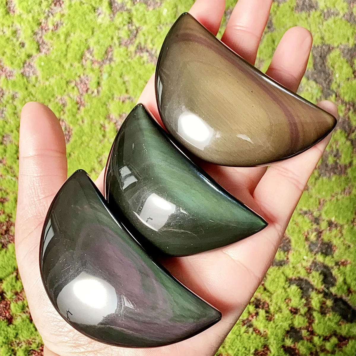 

1PC Natural High Quality Crystal Rainbow Obsidian Moon Exquisite Mineral Gems Home Decor Crystal Gift