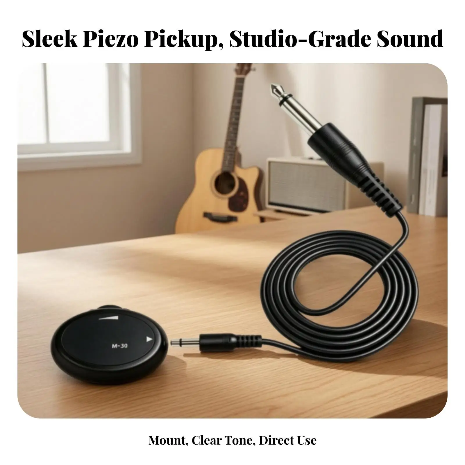Carbon Fiber Acoustic Pickup Device for Classical Guitar with Integrated 1/4 Plug