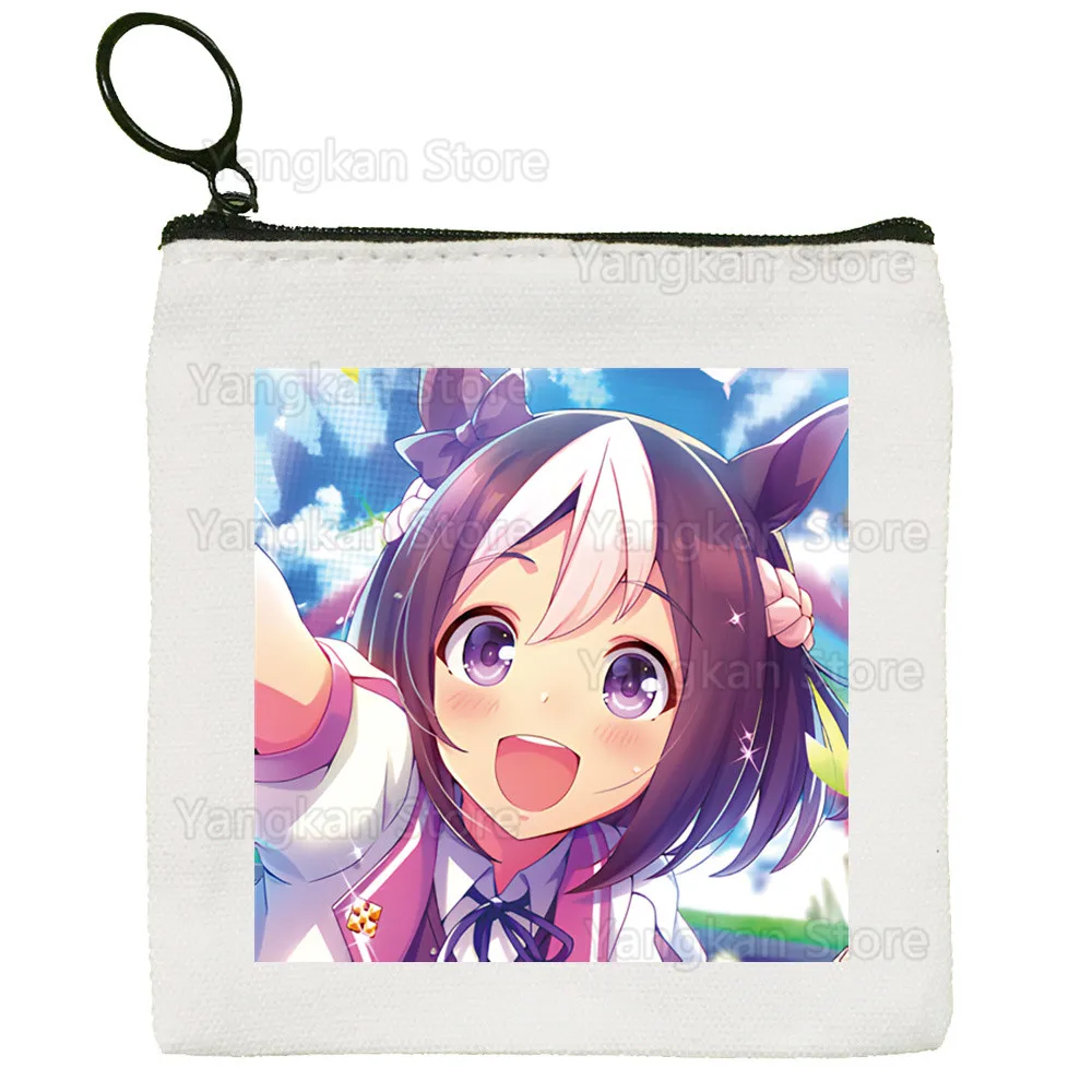 حقيبة نسائية جديدة من Uma Musume Pretty Derby حقيبة بيضاء نقية مصنوعة يدويًا من القماش ومحفظة للعملات المعدنية وحقيبة يد على شكل سبورة بيضاء #5