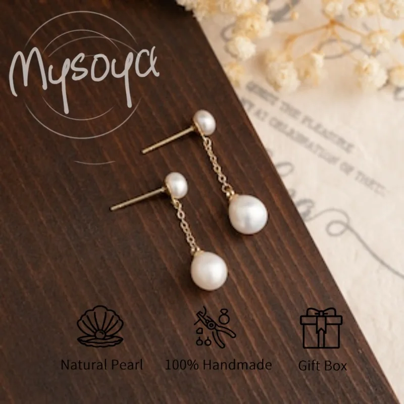

MYSOYA Серьги с белым рисовым пресноводным жемчугом 4-5 мм и 7-8 мм в подарочной упаковке для нее/му, дня рождения/свадьбы/рождественского подарка