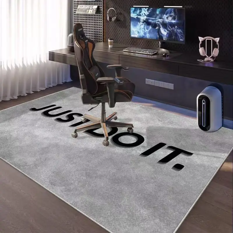 VIKAMA Gaming Rug for Game Room Non Slip Gaming Chair Mat Esports Carpet Cool Room Decor Letter Print Streamer Bedroom