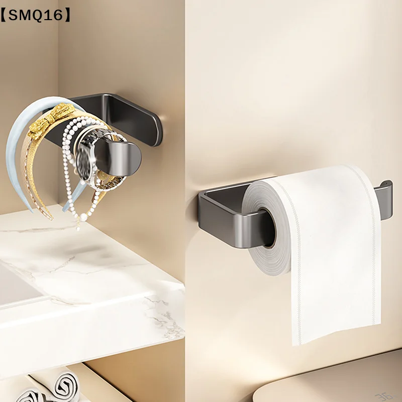 Space Saving Self Adhesive Wall Mounted Tissue Holder Kitchen Storage Organizer Dual Purpose Toilet Paper Towels No Drill【SMQ】