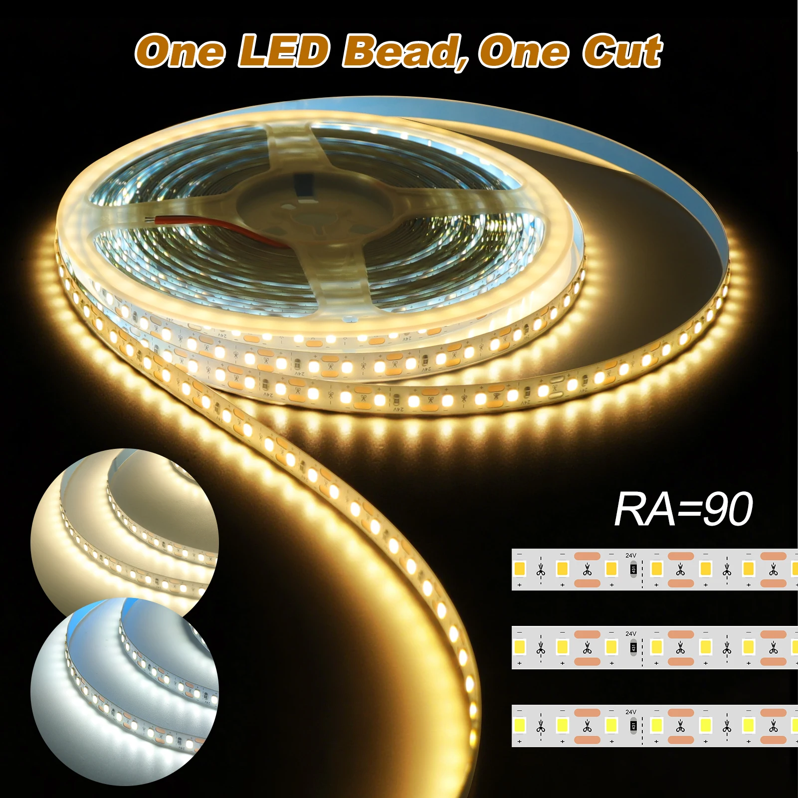 

DC 12V 24V LED Strip SMD 2835 120Leds/M 180LEDS Warm/Natural White 5M 10M/Roll PCB 8MM IP20 Home Decor RA90 LED Light