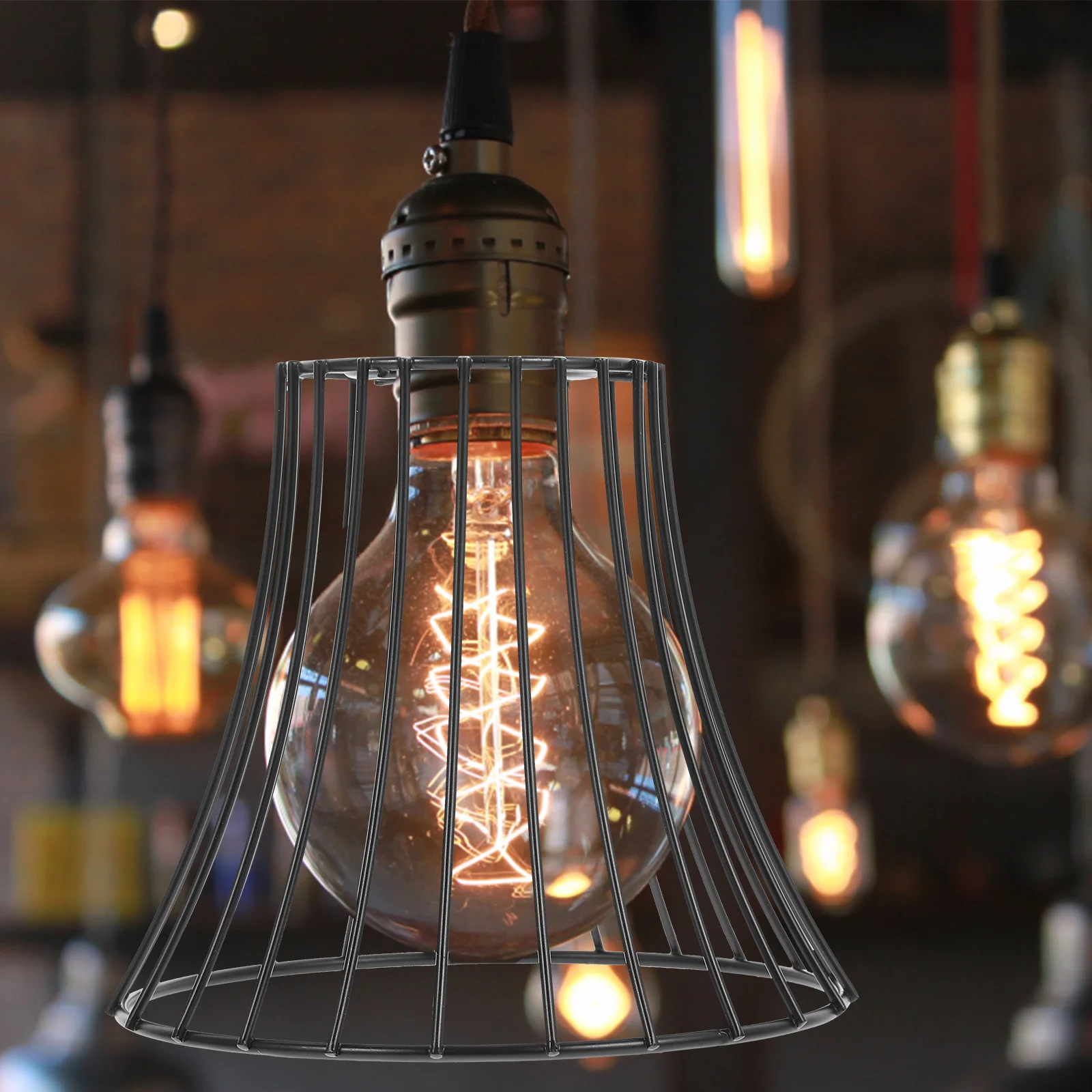 

1pc Metal Wire Lampshade Hollow Out Vintage Light Cover For Home Hotel Pendant Replacement Accessory Cage Guard Cover
