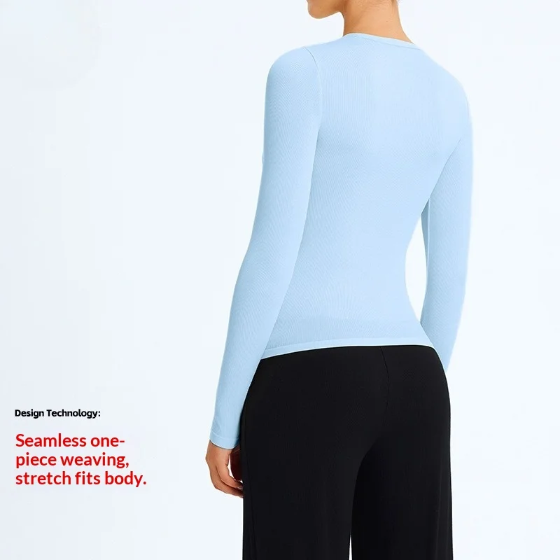 SHINBENE Women's Quick-Drying Long-Sleeve Fitness Top Slim-Fit Running T-Shirt Yoga Sports Wear