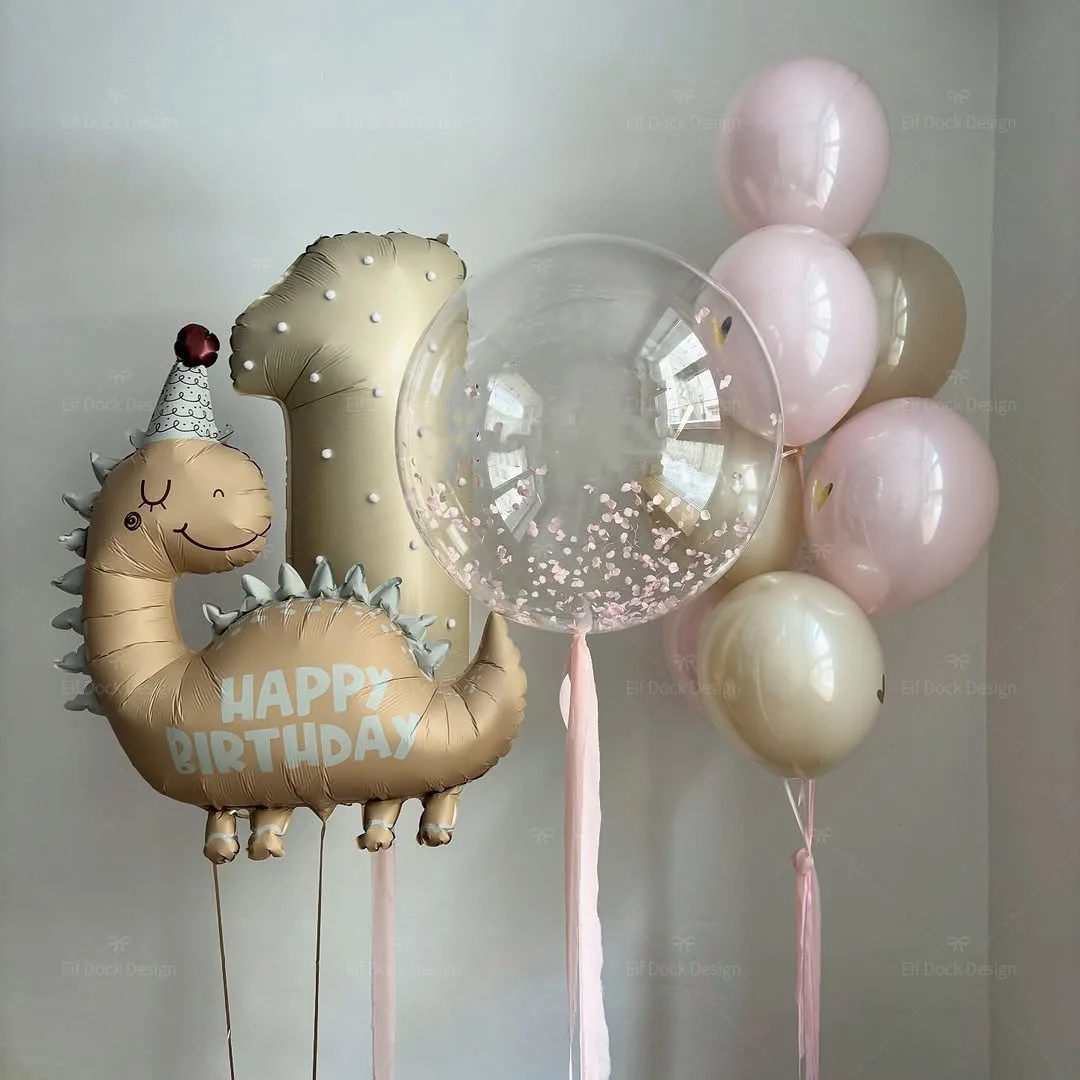 11 stücke Matte Dinosaurier Aluminium Folie Ballon Set Creme Zahlen Ballons für Kinder Geburtstag Party Dekoration Lieferungen Geschenke
