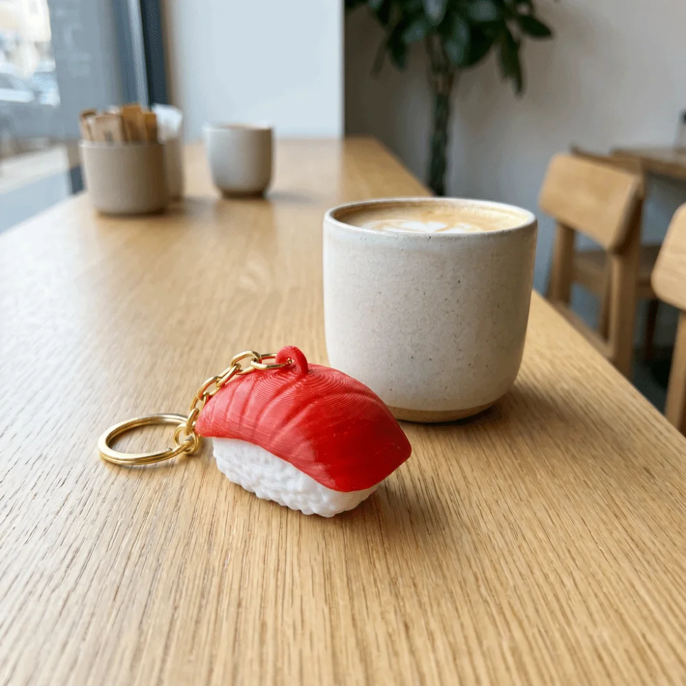 Sushi 3D Printed Clicker Keychain Eco-Friendly Cute Simulation Fidget Key Ring Multi Styles PLA Stress Relief Bag Pendant