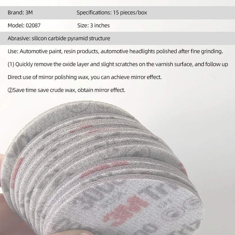 3M 02087 Trizact Foam Disc Back Flocking Sponge Dry Grinding Sandpaper Car Paint Repair 3000 Mesh Grit 75MM 3Inch Abrasive