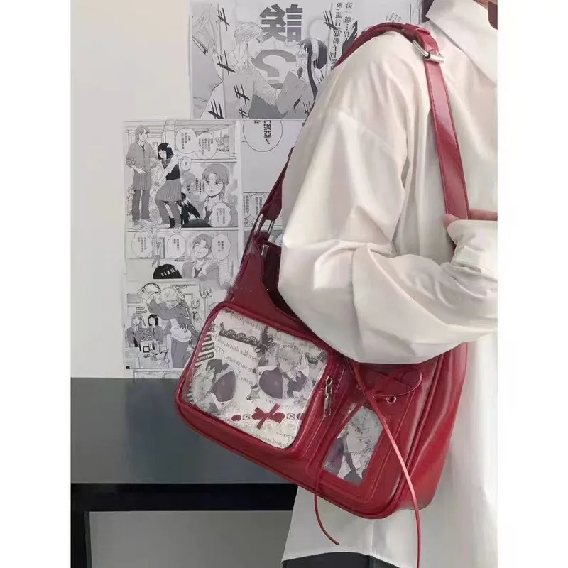 Y2k Harajuku Shoulder Bag For Women, Transparent Ita Bag From South Korea, School Crossbody Bag, Handbag, Wallet