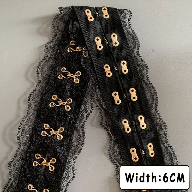 Single Side Lace Trim Pearl Flower Fabric Snap Buttons 6cm Wide Cotton Webbing Buckle DIY Clothing Skirt Hem Edging Accessories