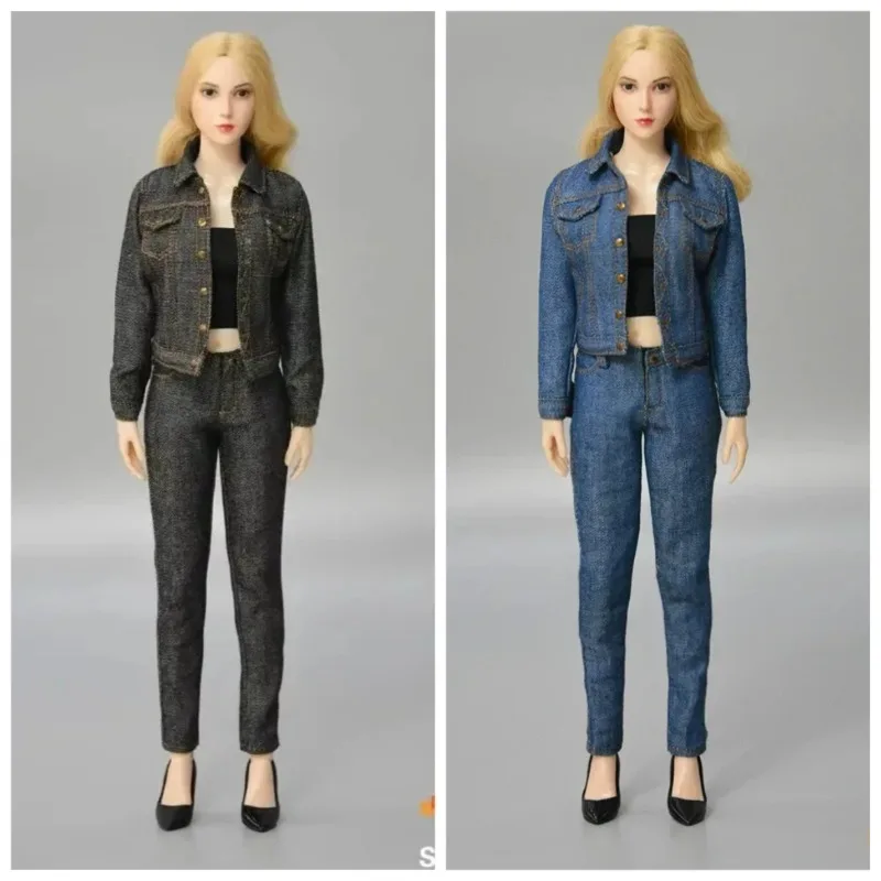 

1/6 Female Soldier Cowboy Jeans Suit Blouse Pants Trousers High Heels Clothes Model for 12" Figure PH TBL JO Body Doll Toy