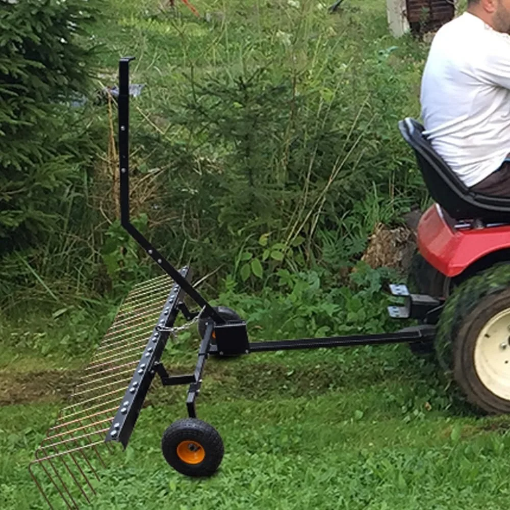 

Rake, Lawn Tractor Rake 60 Landscape Rake for Tractor, Tow Behind Rake for ATV, Lawn Tractor Attachments