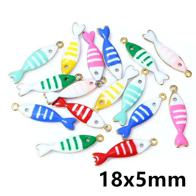 20pcs Random Mix Cute Stainless Steel Enamel Charms Pendant Fish Starfish Flower Evil Eyes DIY Jewelry Making Accessories - view 6