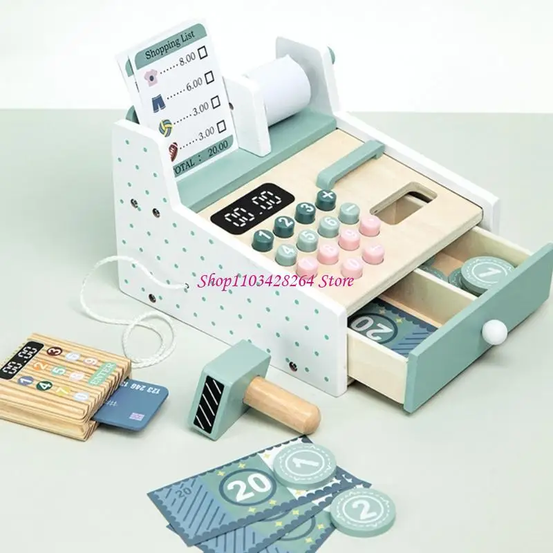 Playset da caixa registadora do supermercado crianças com scanner e efeitos sonoros do brinquedo da verificação geral do do