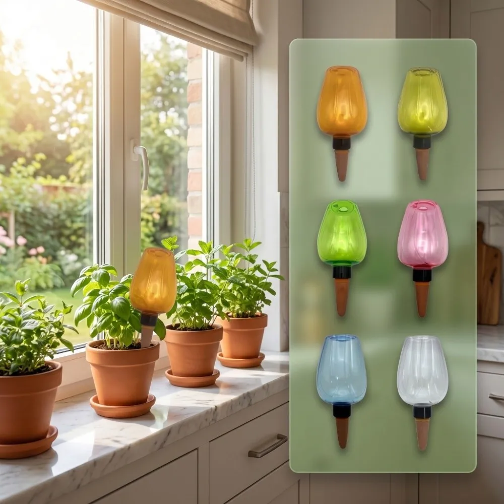 Slow Release Plant Watering Globes Multicolored Red Wine Cup Shape Self Watering Bulbs 350ml Capacity Automatic Watering