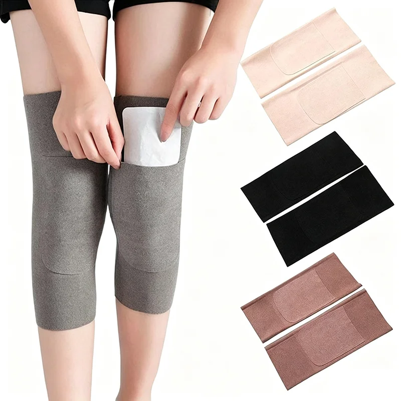Winter Warm Knee Pads Thermal Velvet Fleece Joint Protection Wrap Sleeve Heat Patch Pocket Anti-cold Arthritis Joints Knee Brace