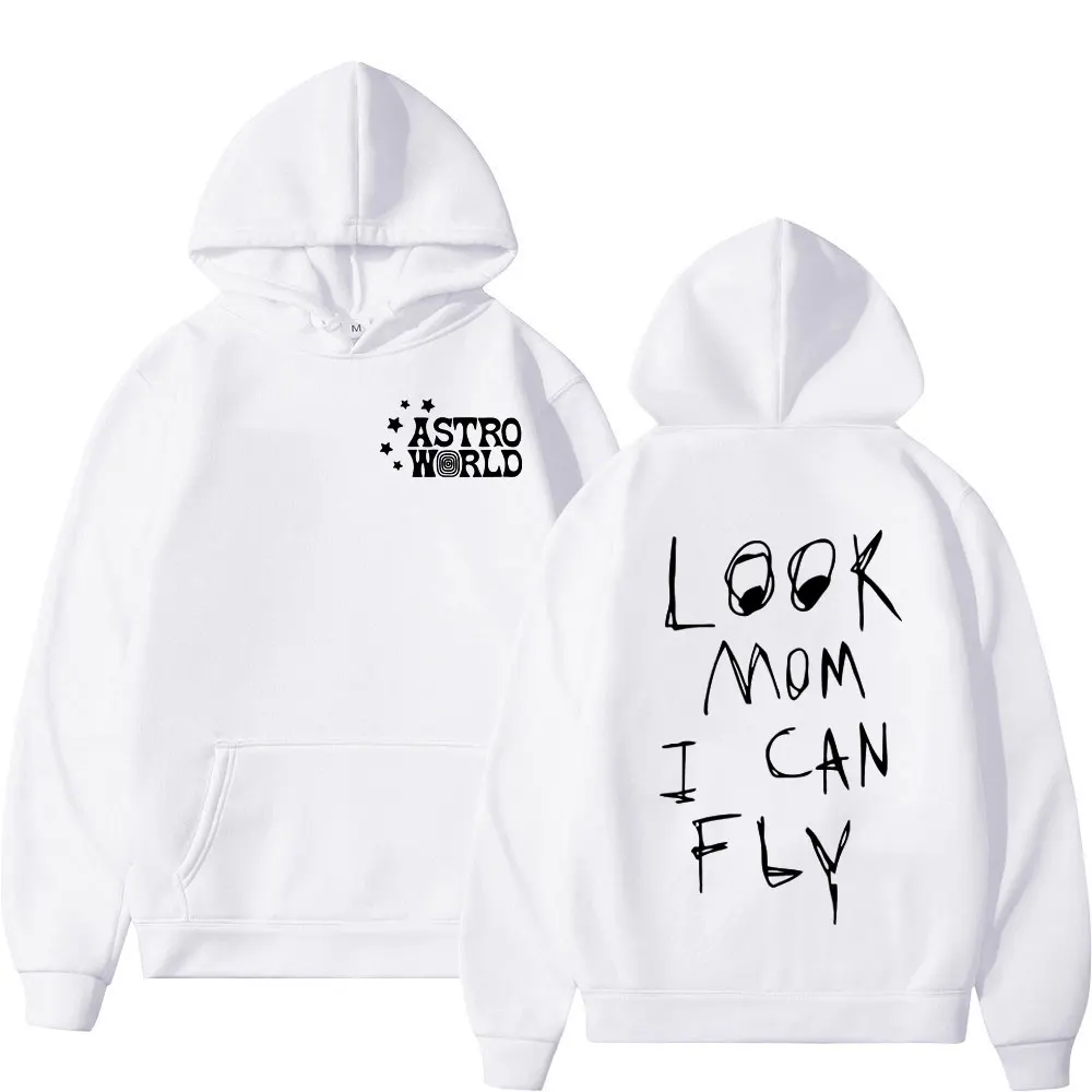 Rapper Cactus Jack LOOK MOM I CAN FLY Print Hoodie Men's Women's Fashion Hip Hop Hooded Sweatshirt High Quality Fleece Pullovers