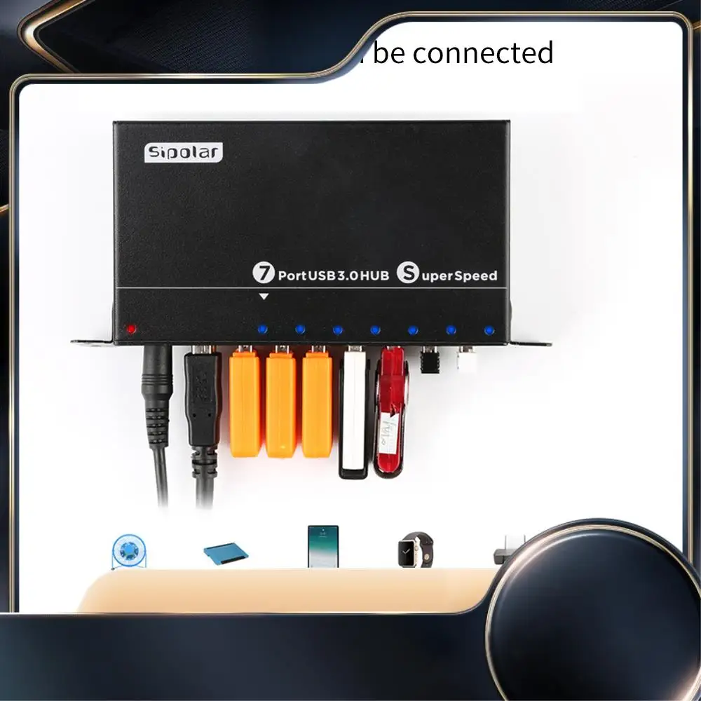 SIPOLAR 1.0Metre 7-Port USB 3.0 Hub Power Supply Simultaneously Use Hard Drive USB3.0 Splitter For Laptop,US Plug-N34R