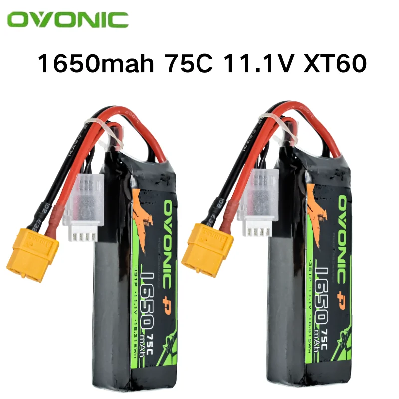 Upgrade OVONIC 1650mAh 3S 11.1V 75C Lipo Battery With XT60 Plug For RC Helicopter Quadcopter FPV Racing Drone Parts