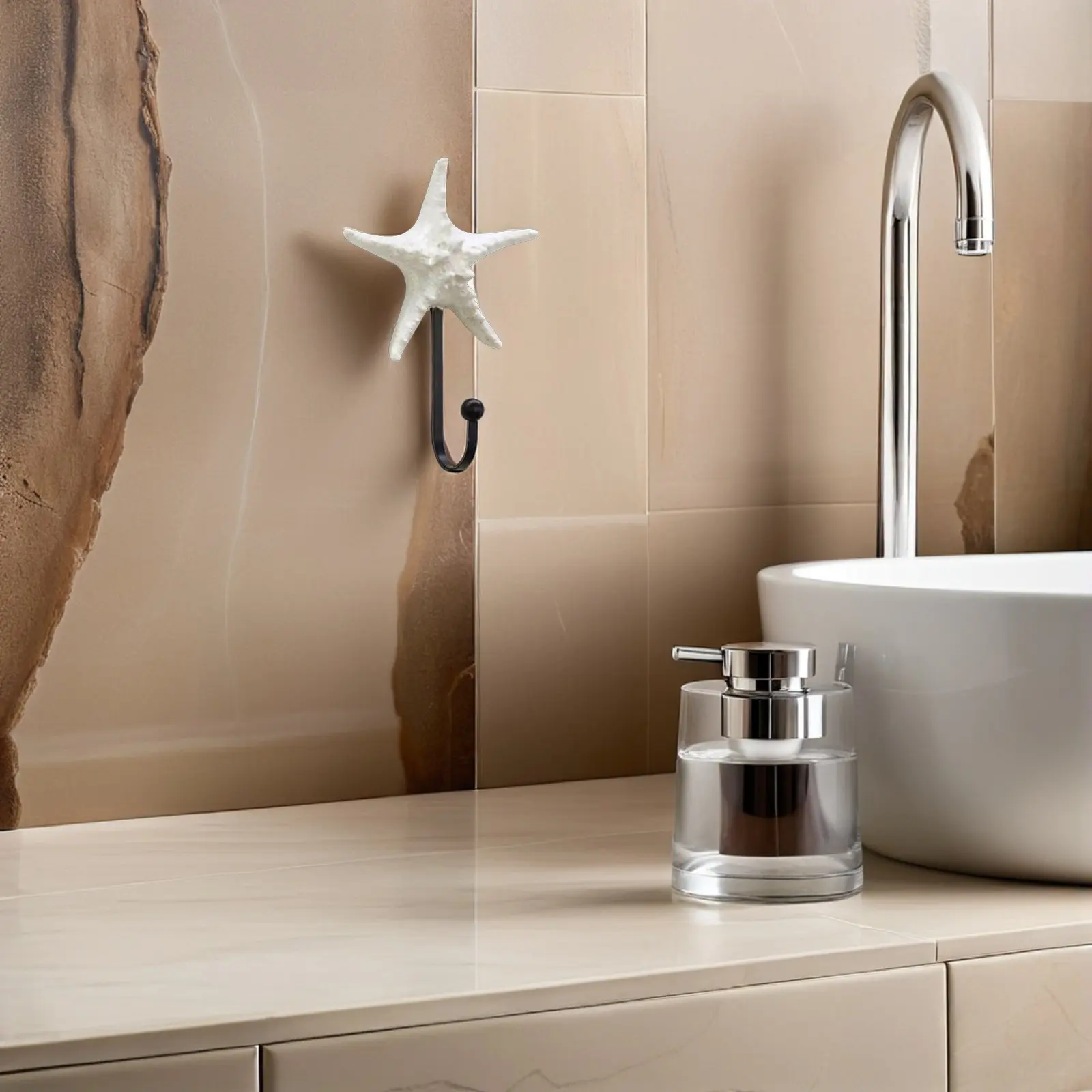 6Pcs Nautical Wall Hooks Ocean Themed Coastal Coat Hooks for Bathroom Bedroom Towel Robe Hat Hanging Seashell Starfish