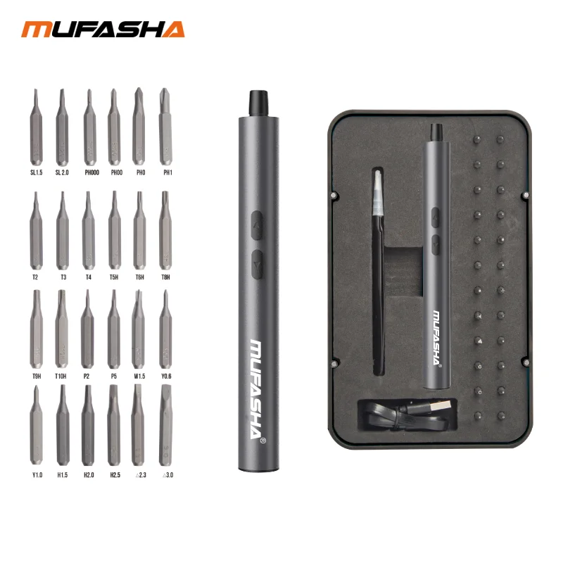 MUFASHA 24 in 1 Alloy Electric Screwdriver Set, Suitable for Precision Instruments, Phone, Glasses. Portable Tools for Home Use