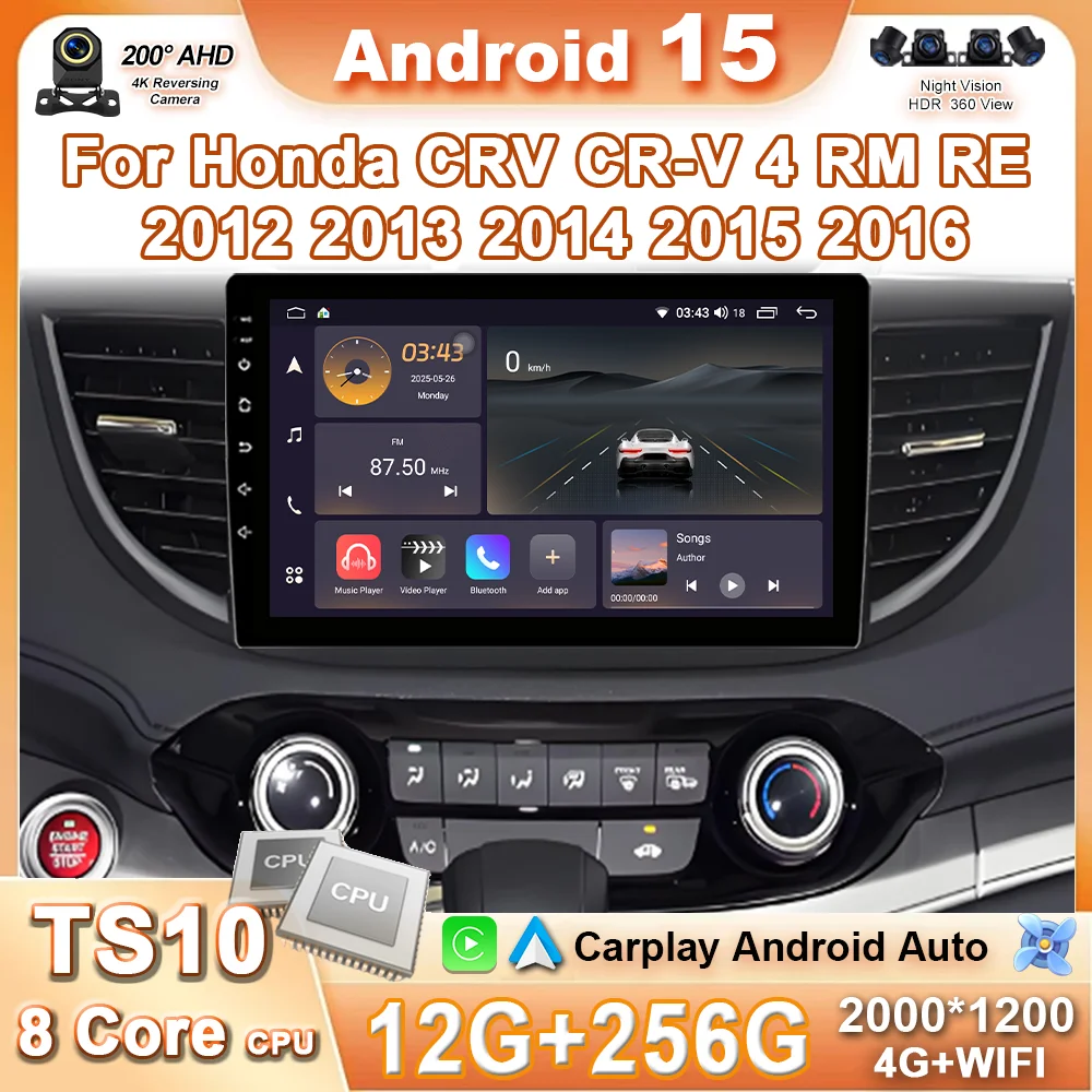 

Android 15 Car Radio For Honda CRV CR-V 4 RM RE 2012 2013 2014 2015 2016 Auto Navigation GPS Multimedia Video Player Stereo Wifi
