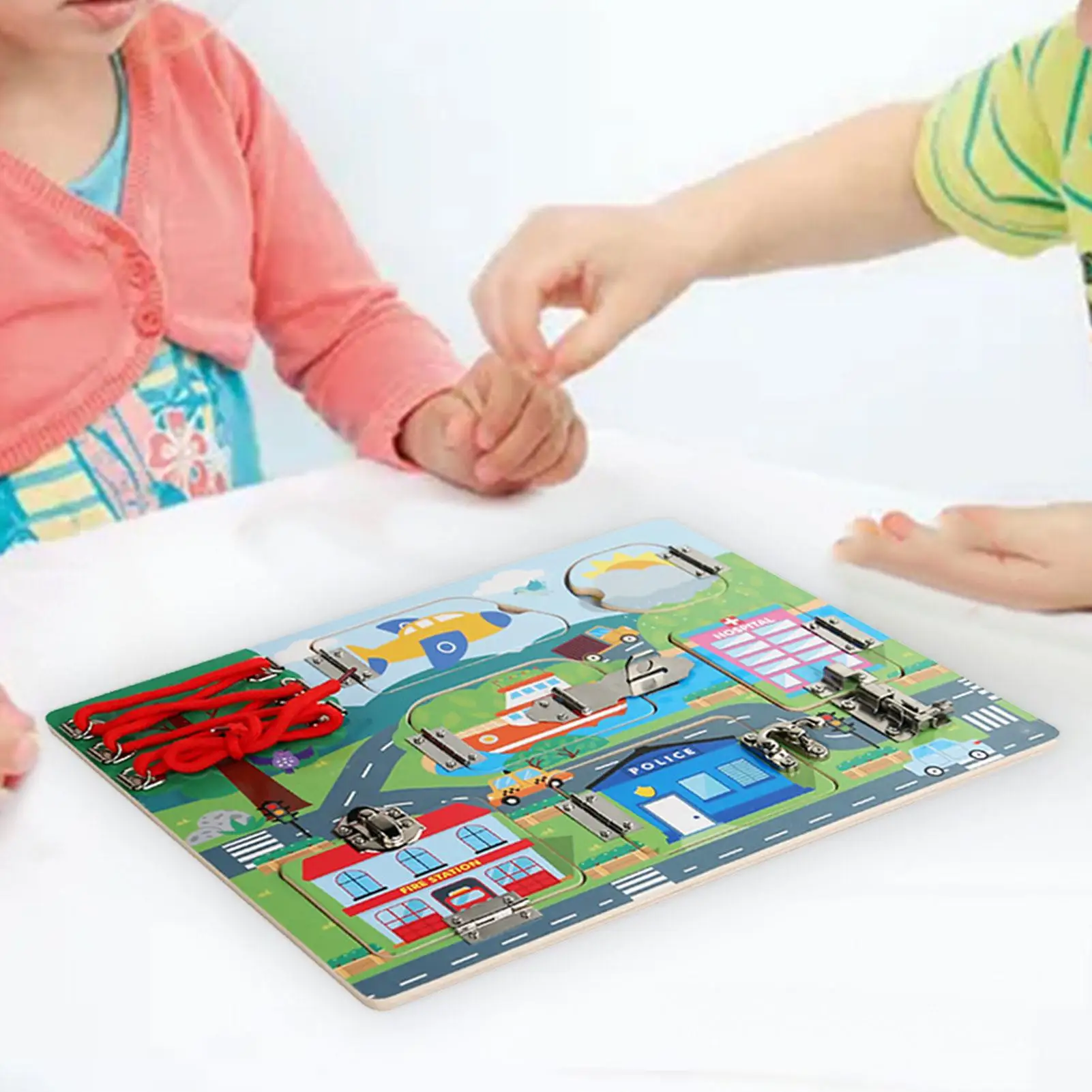 กระดานเสริมพัฒนาการประสาทสัมผัส ฝึกทักษะกล้ามเนื้อมัดเล็ก ของเล่นเสริมการเรียนรู้ ของเล่นกระดานกิจกรรมเพื่อการศึกษาสำหรับเด็กชาย เด็กหญิง วัยก่อนเรียน รูปทรงเครื่องบิน