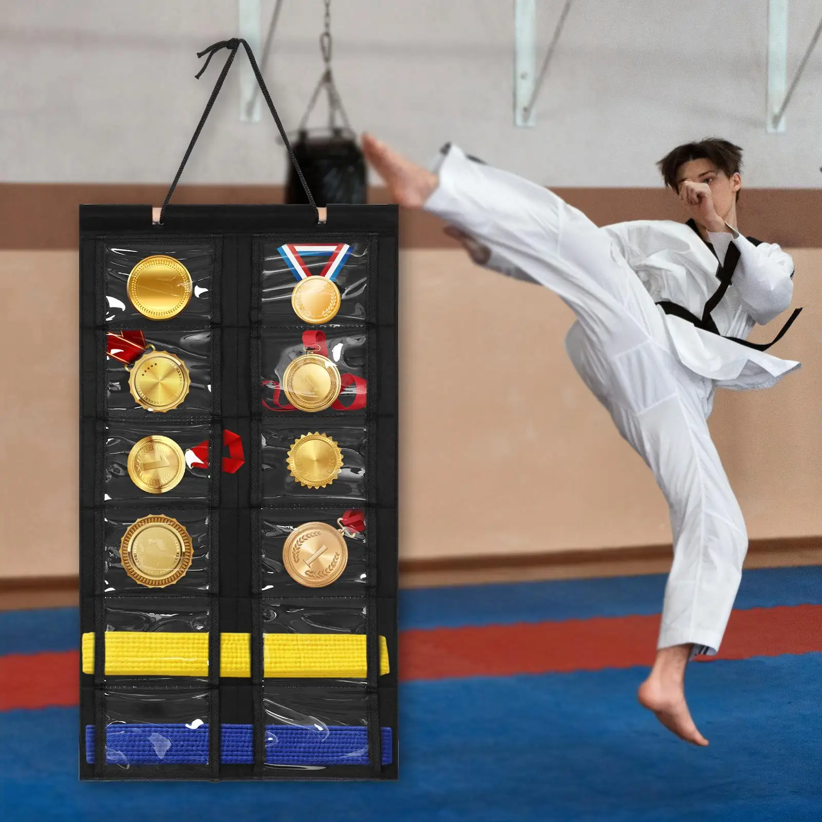 Martial Arts Belts Organizer Space Saving Karate Belt Display Rack Multipurpose