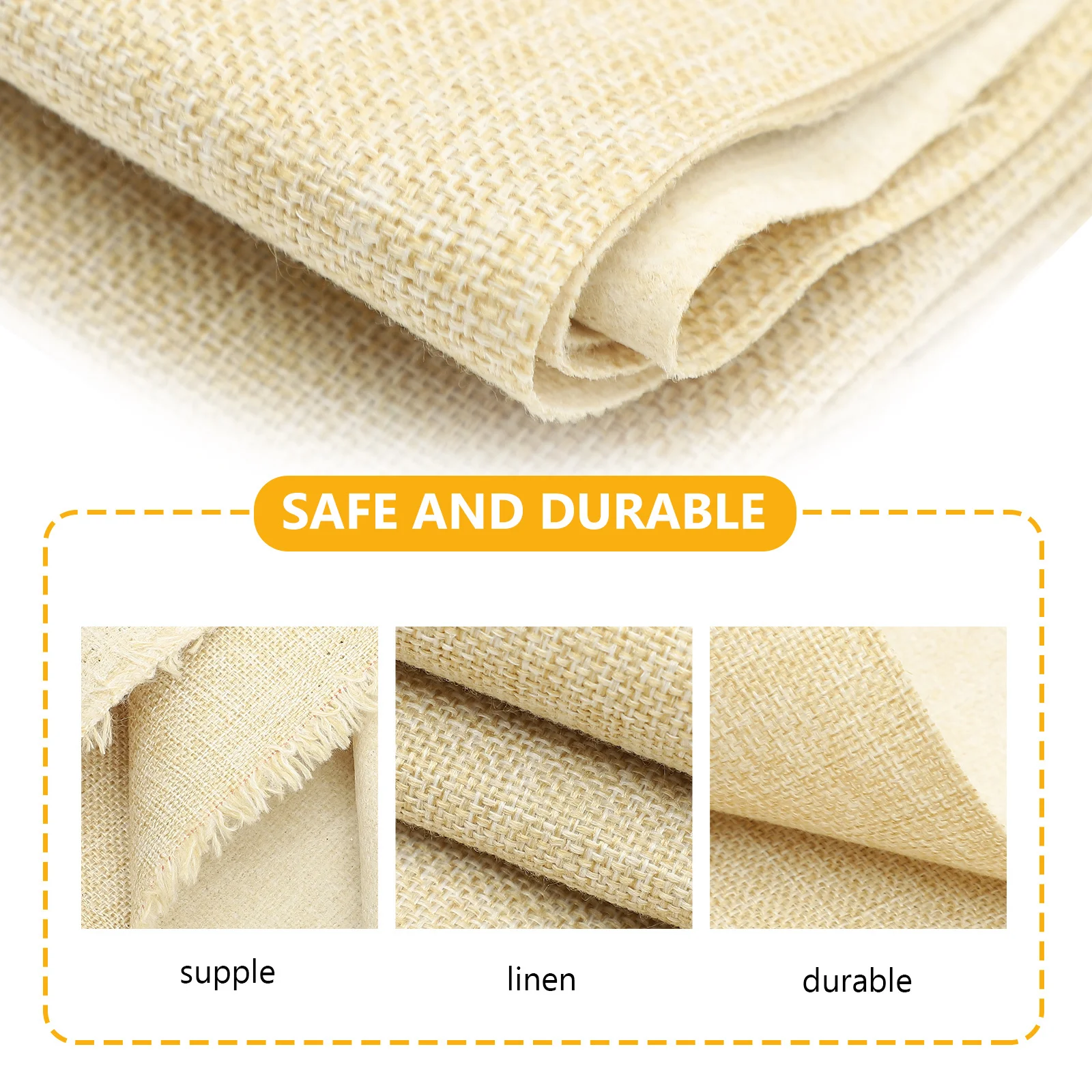 

Beige Multi-Function Linen Embroidery Cloth Durable Washable Comfortable DIY Household Linen Fabric for Living Room Bedroom