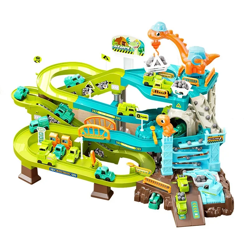 Dinosaur Engineering Track Car Electric Combination Rail Car Small Train Big Adventure Challenge Puzzle Simulation Toys Gifts