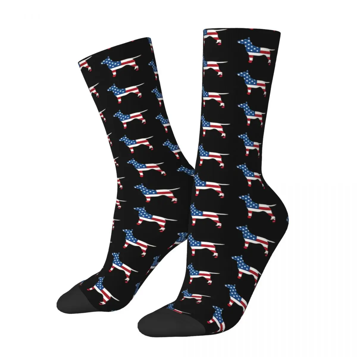 

American Flag The Bull Terrier Animal Socks Gym 3D Print Boy Girls Mid-calf Sock