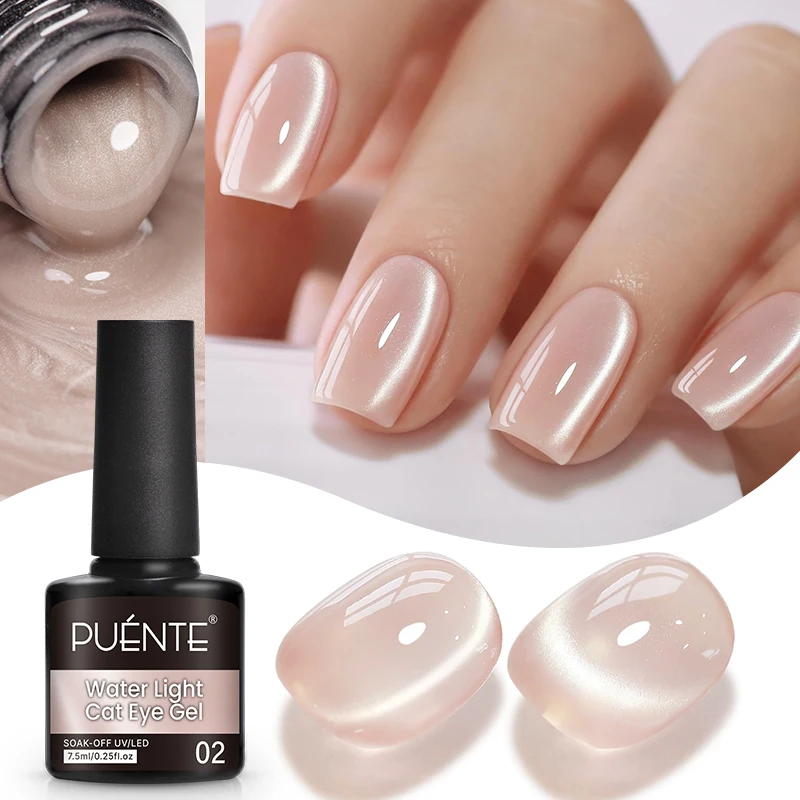 PUENTE 7.5ML Water Light Cat Eye Gel Nail Polish High Transparency Moonlight White Effect Soak Off UV Nail Art Varnish Manicure