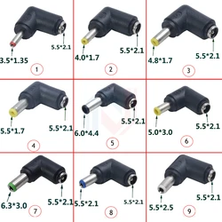 DC 5.5 x 2.1 Female Jack Power Adapter to 3.5x1.35/4.0x1.7/4.8x1.7/5.5x2.1/5.5x2.5/6.3x3.0/6.0x4.4mm 90 Degree Male DC Connector